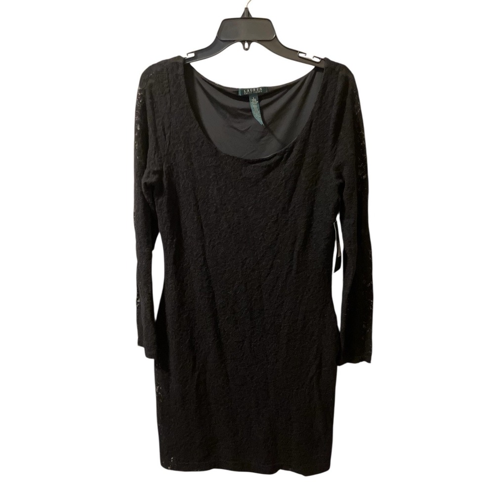 Ralph Lauren Stretch Lace Dress NWT Sz L Party Cocktail LBD $155 Bodycon